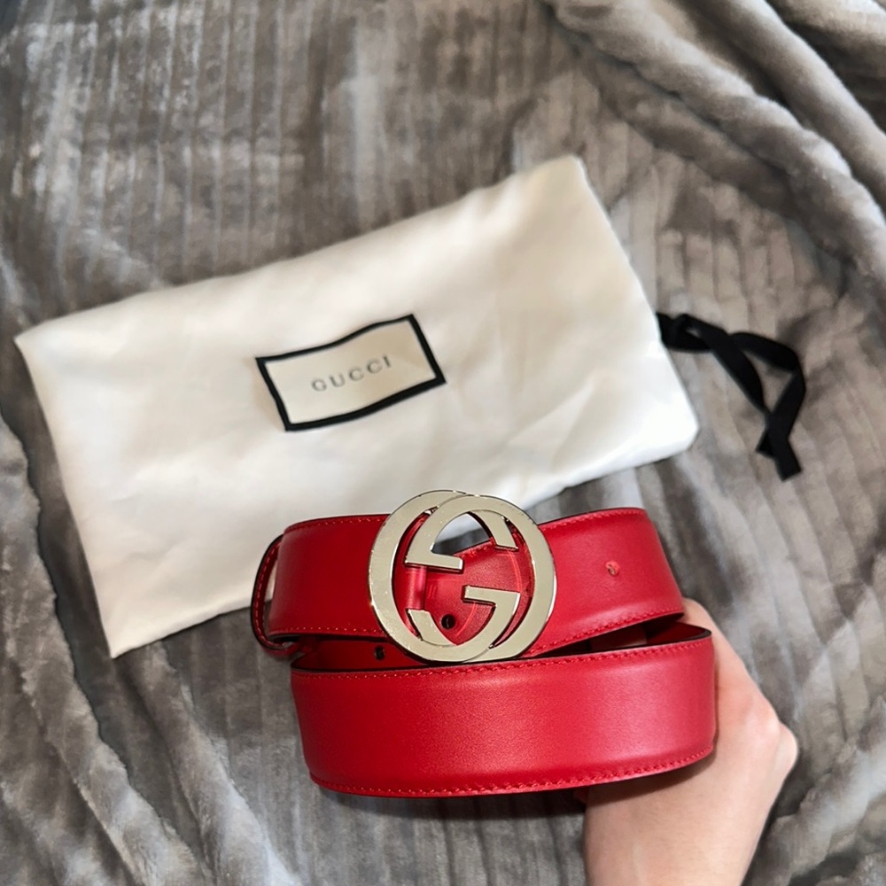 Gucci Red Belt with Gold Buckle